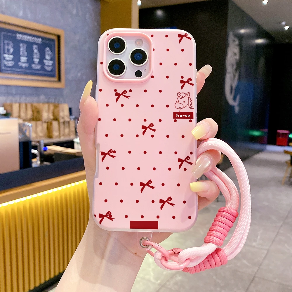 Handschlaufe Bonbonfarben Niedliche Handyhülle für Xiaomi 17 Pro Max 15T Pro 14T Pro Mi 11 Lite 5G Polka Dot Pony mit Lanyard-Hülle – Detail 2