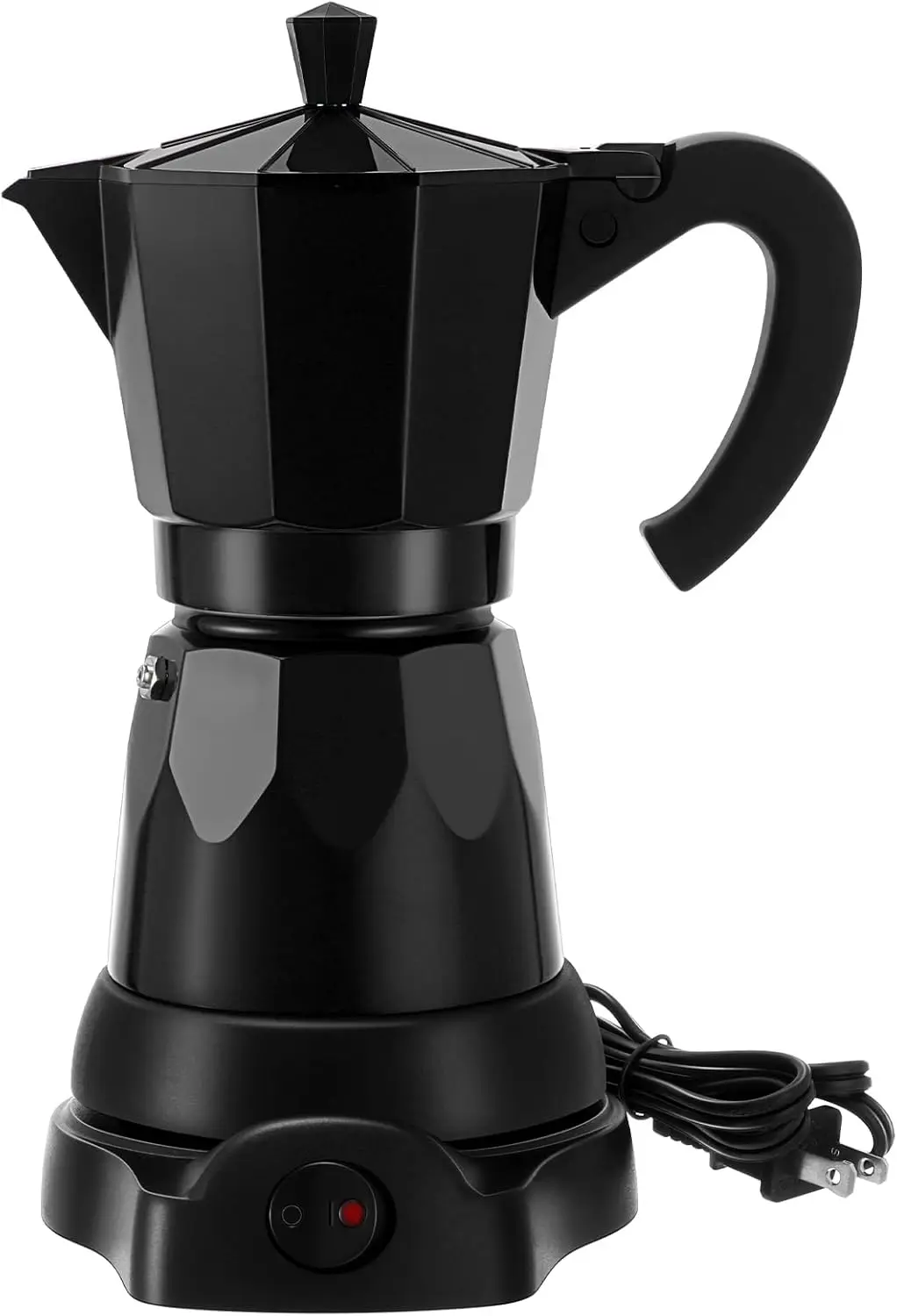 

Электрическая кофеварка Moka Pot на 6 чашек, портативная алюминиевая кофеварка 300 мл со съемной основой - черный