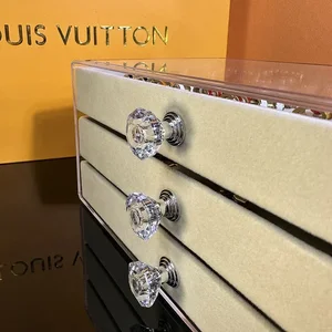 Acryl -Velvet -Schmuck Organizer mit 3 Schubladen für Frauen, stapelbare Display, Ohrringe, Halskette, Armbänder, Halterfall 6 Hauptverkaufs -Acryl -Halsketten -Tür - №5