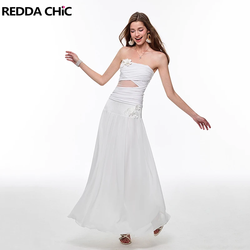 

REDDACHiC 3D корсет с цветами, топ и юбка, комплект, женский сказочный белый ажурный жилет без рукавов, струящаяся длинная юбка, летняя одежда для отпуска