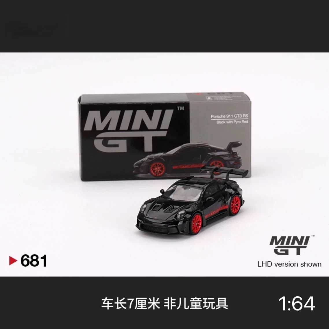 

МИНИГТ 681. # 1:64 911 (992) GT3 RS черный сплав модель автомобиля коллекция орнамент подарок для взрослых