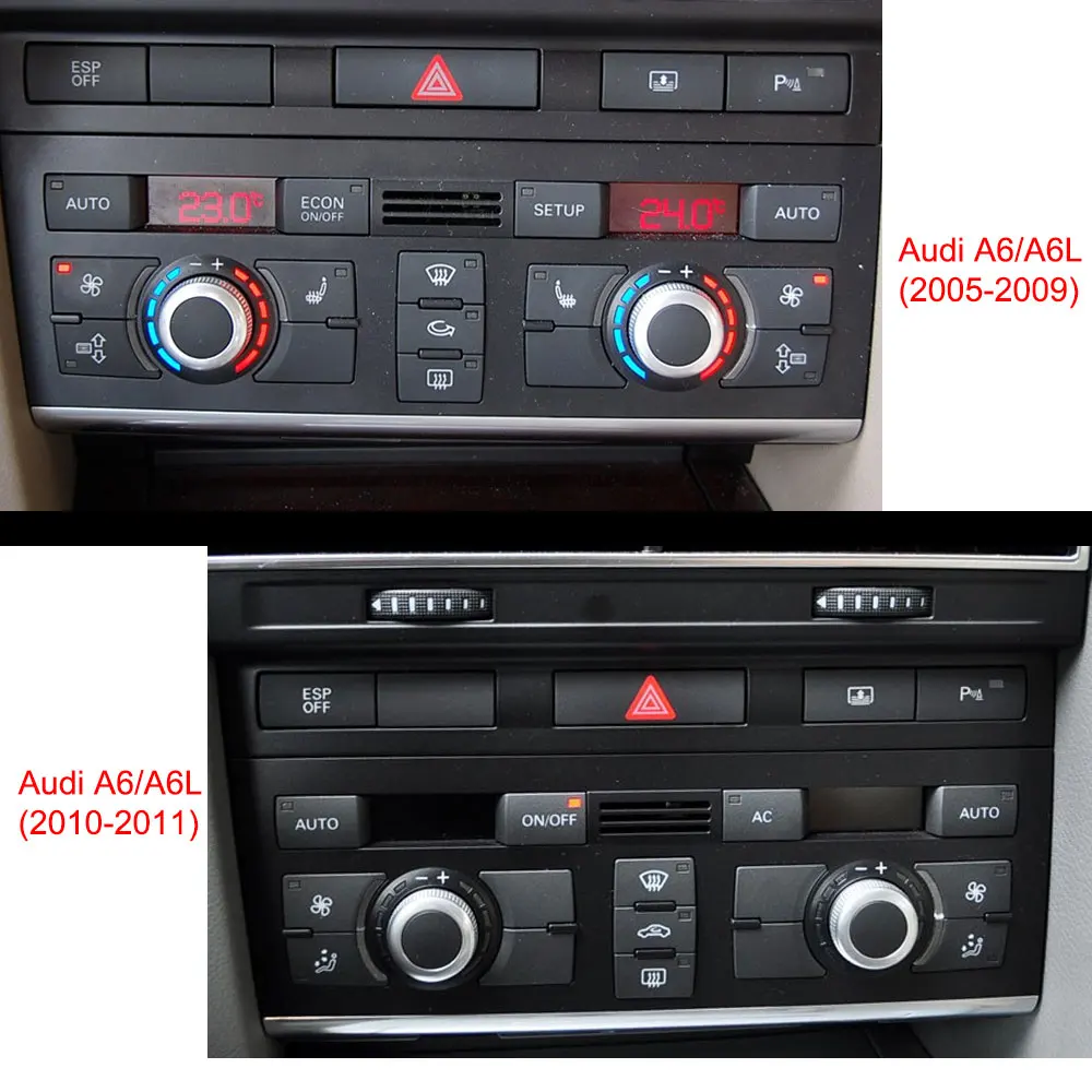 Pegatina de botón para Audi A6 C6, piezas de repuesto interiores, embellecedor de reparación de Audi A6 4F botones para 2004-2011, cubierta de Panel