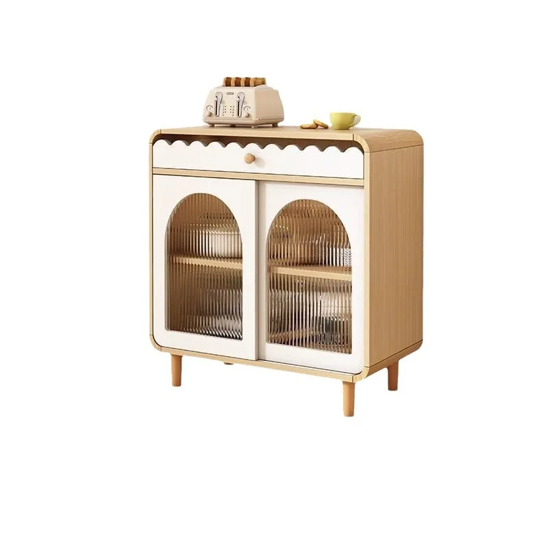 

Log cream style, side cabinet, integrated, against the wall, wine cabinet, living room, modern, simple, French