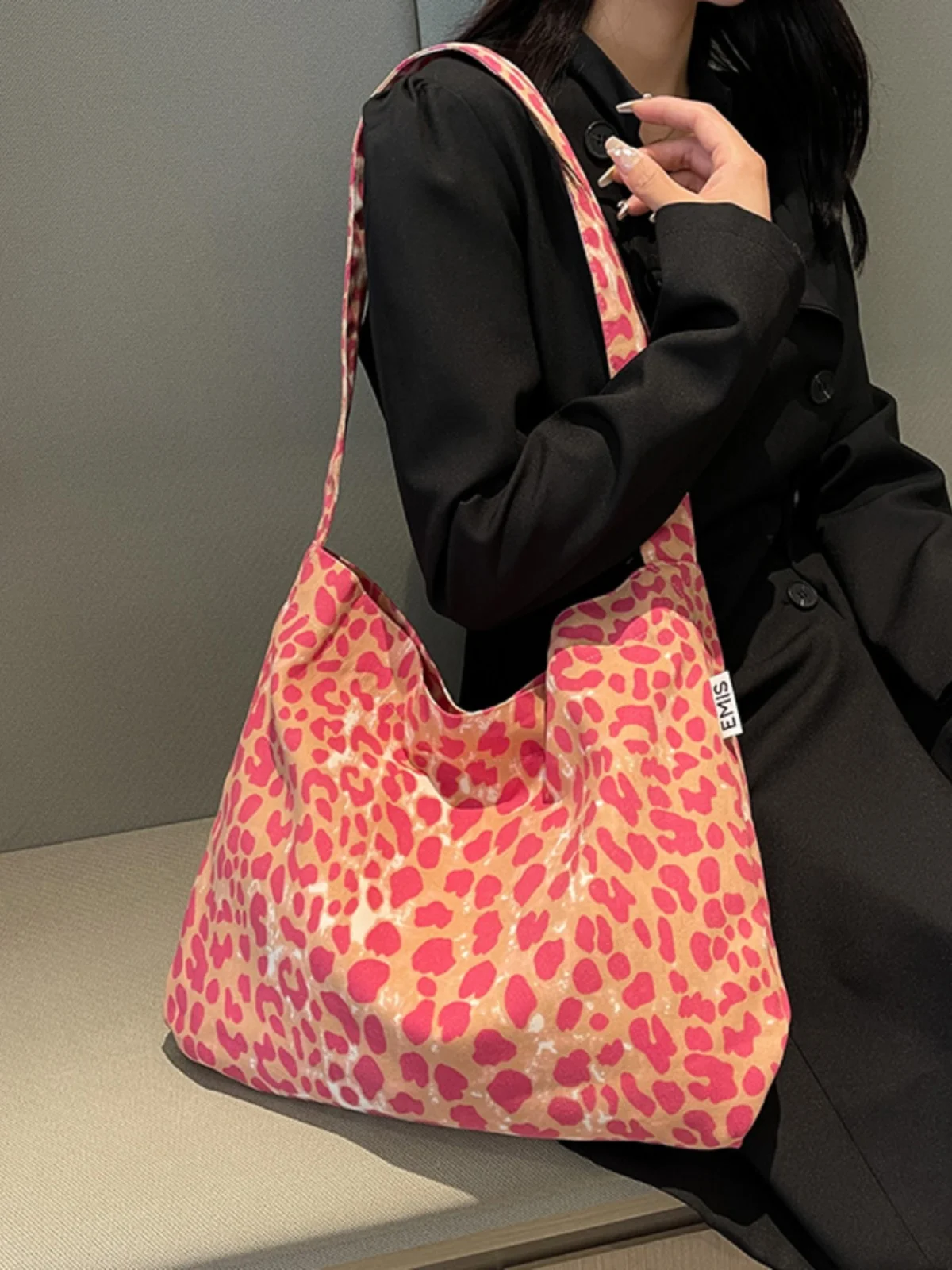 

Холщовая сумка Laid-ba с леопардовым принтом nk Student Tote Легкая сумка через плечо на одно плечо для повседневных случаев