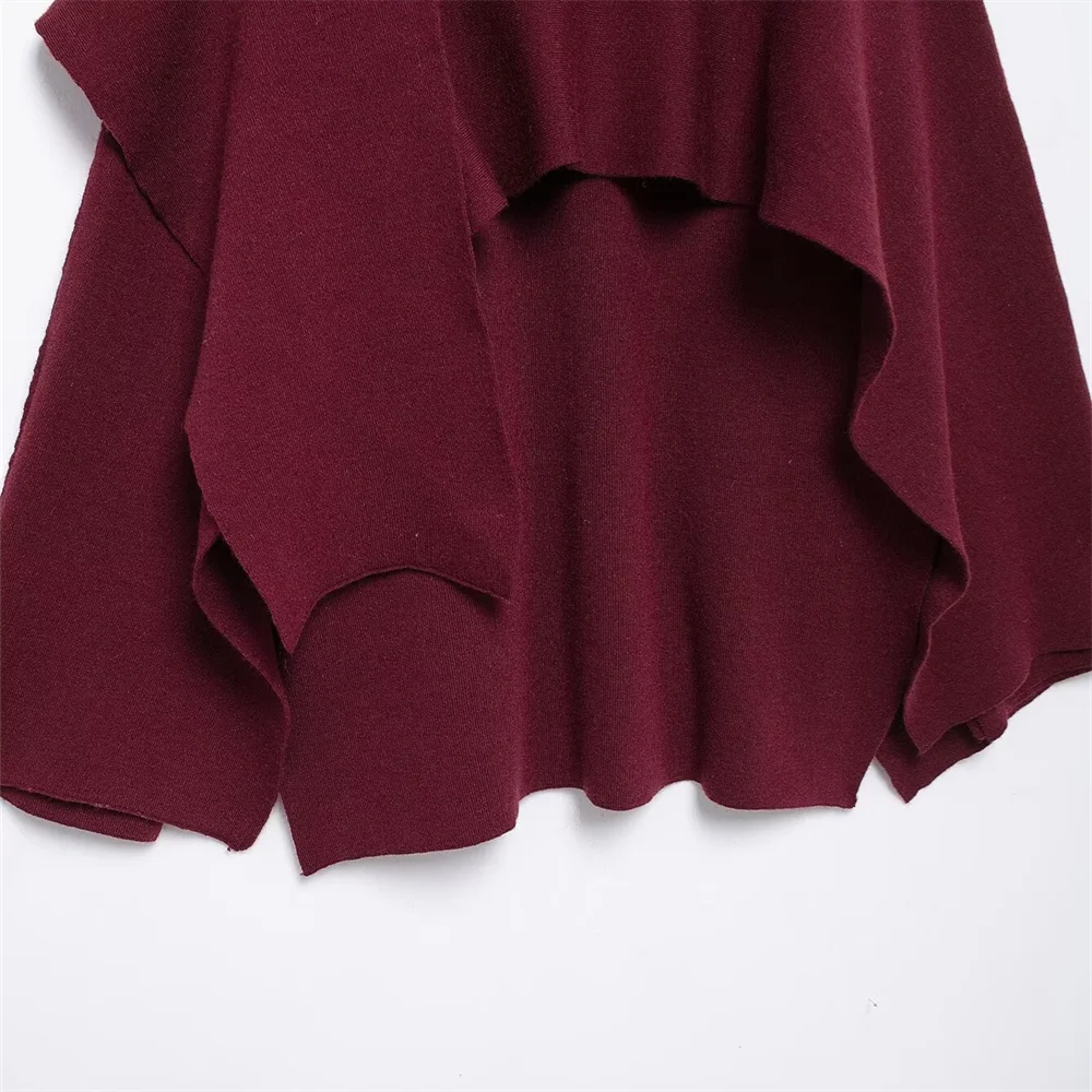 Winter New Women's Clothing Slim Fit Simple Lazy Style Scarf Cape style Round Neck Long Sleeve Short Knitted Coat Coat