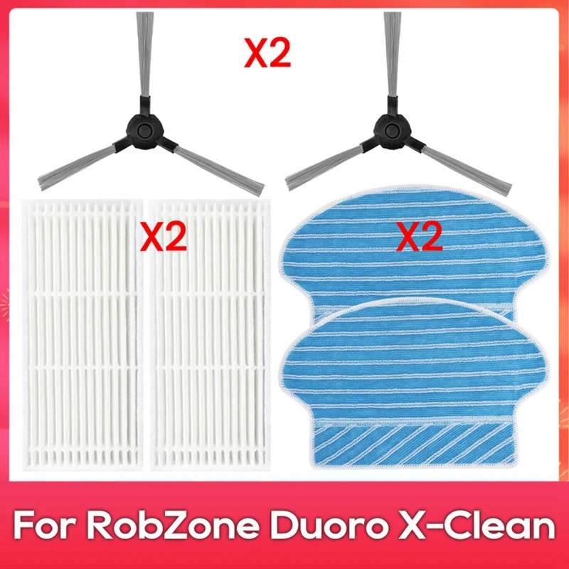 For Robzone Duoro X-Clean Robot Vacuums Spare Part Accessories Side Brush Hepa Filter Mop Cloth Cloth Rag