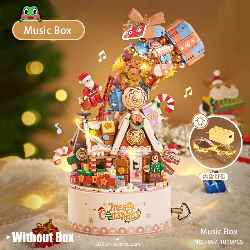 Loz Christmas Building Blocks Music Box Cabin Music Box Small Particle Assembly Toys Christmas Gifts for Boys and Girls