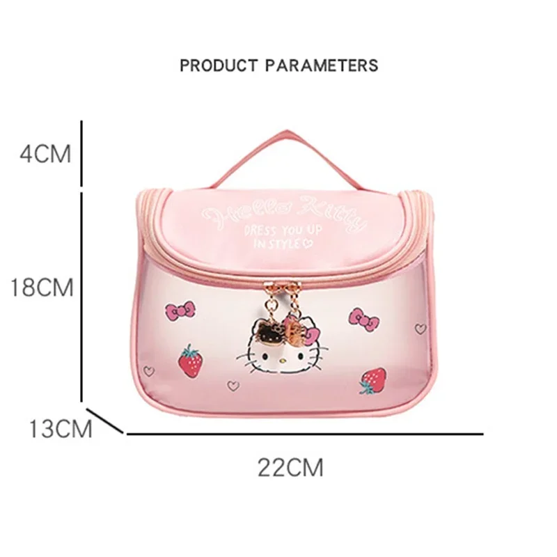 Bolsa de maquillaje de viaje Kawaii Hello Kitty, bolsa de aseo de gran capacidad con dibujos animados, bonita bolsa de aseo de viaje portátil de alta capacidad, regalos
