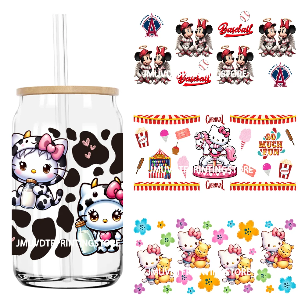 

Cartoon Mouse Couple Playing Baseball UV DTF Sticker For 16OZ Libbey Glass Cup Can Wrap Transfer Stickers Custom Labels DIY Logo