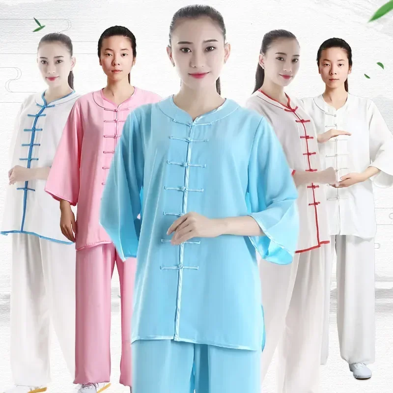 Summer Folk Martial Arts Clothing Kungfu Costume Unisex Tai Chi Clothes Tang Suit Kungfu Uniform Exercise Clothing Tops + Pants