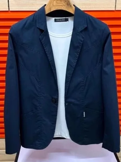 

Новый мужской повседневный костюм-пиджак для весны и осени: комфортный, модный, универсальный, приталенный, для делового и повседневного стиля