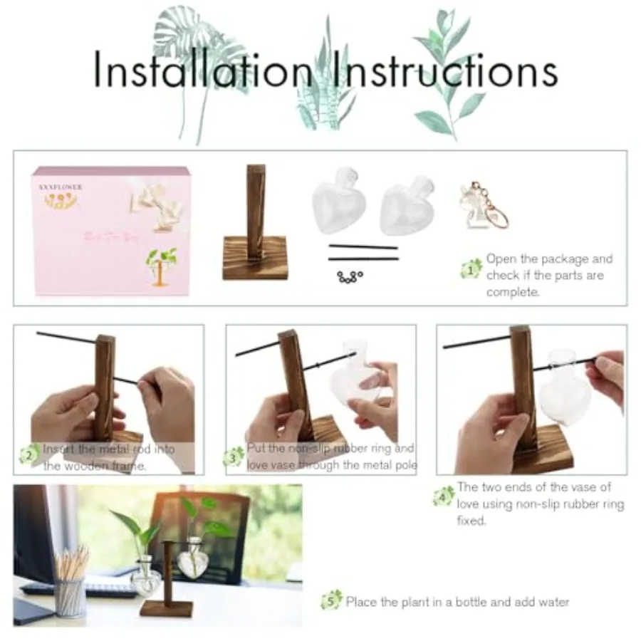 Plant Terrarium Wooden Stand Hydroponic Planter Bulb Glass Metal Swivel Holder Retro Air Plants Water Plants for Home Office Dr