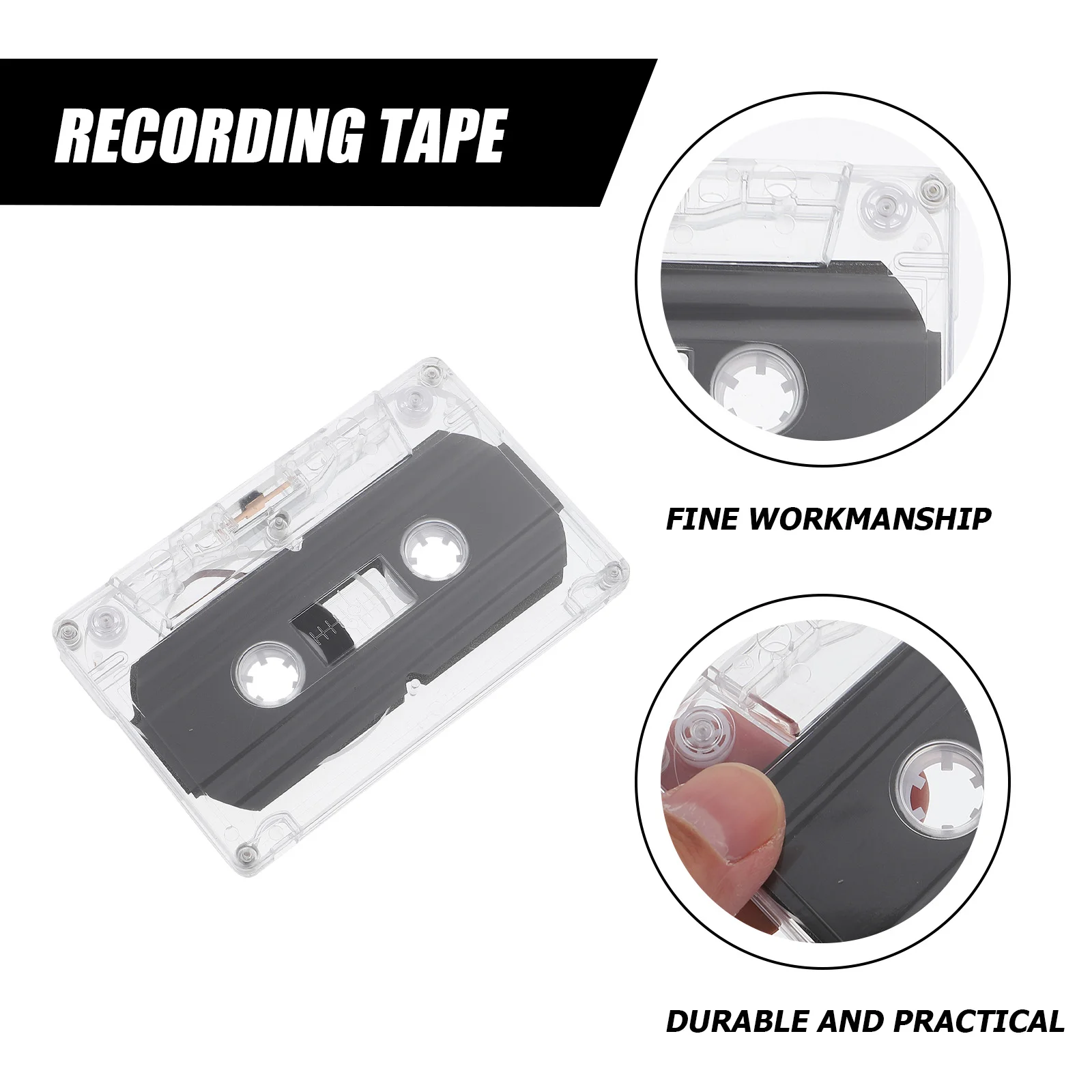 2 Pcs Audio Tape Cassette 30 Min Recording Time Tapes Sticker Labels Low Noise Small Standard Size Cassettes