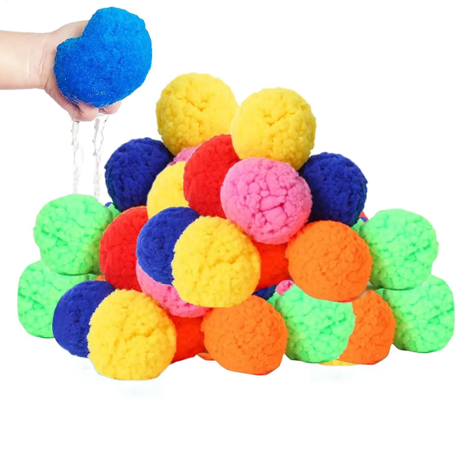 30PCS Bolas de Esponja Reutilizáveis de 5cm, Brinquedos de Piscina de Absorção Rápida, Jogos Aquáticos Ecológicos de Verão para Crianças e Adultos na Praia