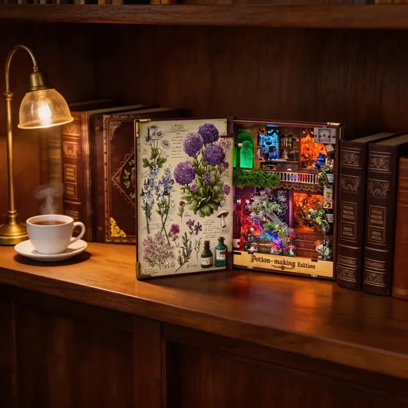 Custom Design 3D Wooden Puzzle Building Model Craft Kit Brain Teaser Toy LED Light Dust Cover Adults Teens Bookshelf Decor