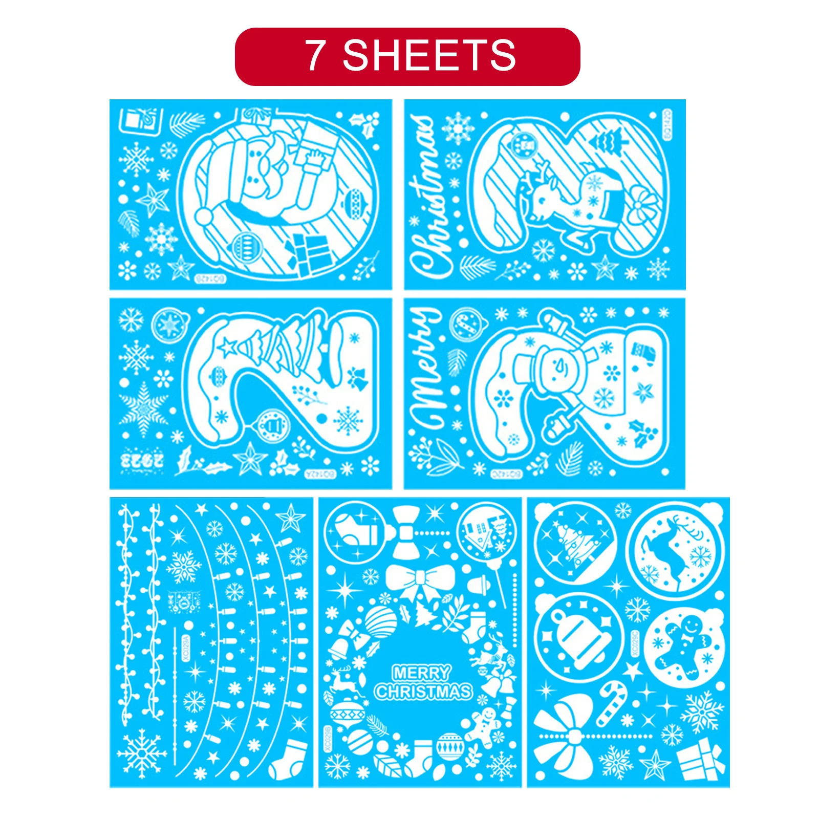 Christmas Window Stickers Set Santa Elk Snowflake Glass Cling Sticker Xmas Decor