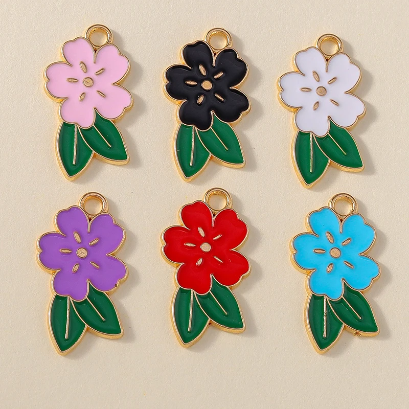 20 Stück niedliche, bunte Emaille-Blumenanhänger zum Basteln von Halsketten, Ohrringen, Armbändern, DIY-Bastelarbeiten und Schmuckzubehör ﻿ – Detail 10