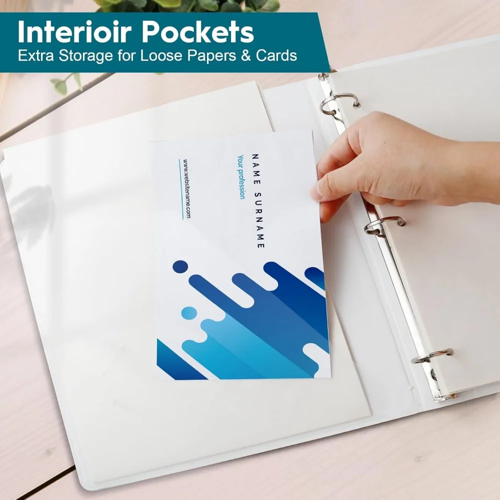 Economy 3-Ring Binders 1 Inch Round Rings 200 Sheet Capacity ClearVue Presentation View Non-Stick White Bulk Pack of 24