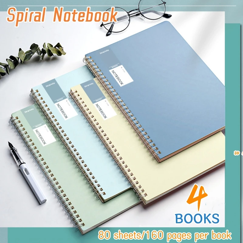 Spiral Notebook College Ruled Notebooks 80 Sheets Single Subject Notebooks Bulk 4 Color Assortment Extra Thick Paper Diary Set