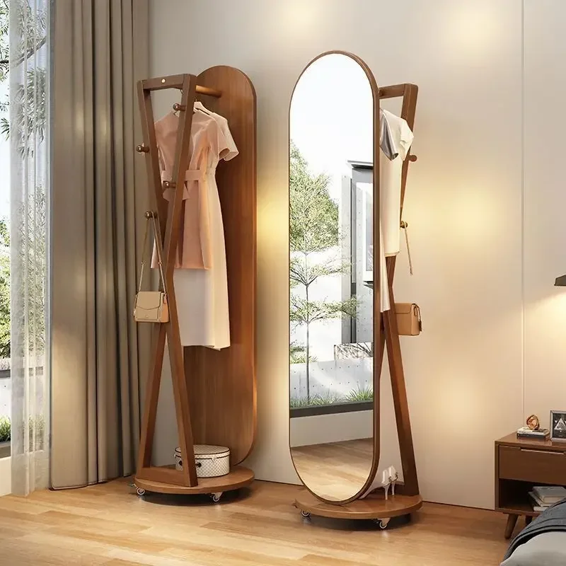 

Solid wood full-length , dressing mirror, movable rotating fitting , household floor-to-ceiling mirror, hanging hang