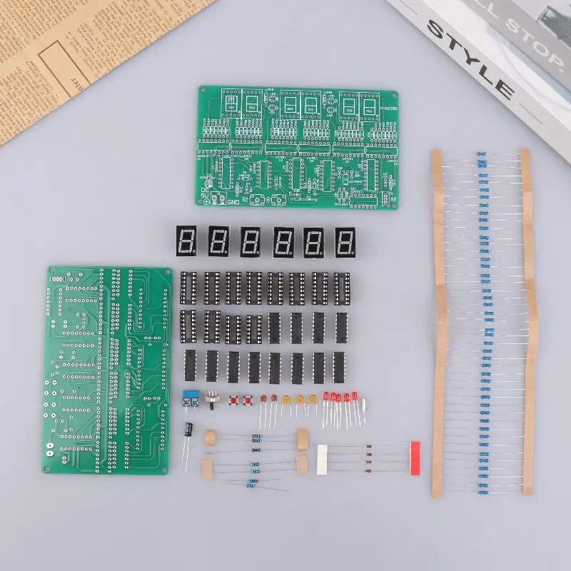 1Set DIY Alarm Clock Soldering Practice Kit 6 Digits DIY Clock Kit Auto Display Time For Students And Diyers