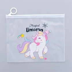 Unicorn Transparent PVC Frosted Zipper Bag Waterproof Storage Bag Women Travel Cosmetics Bag Office Stationery Bags Makeup Case