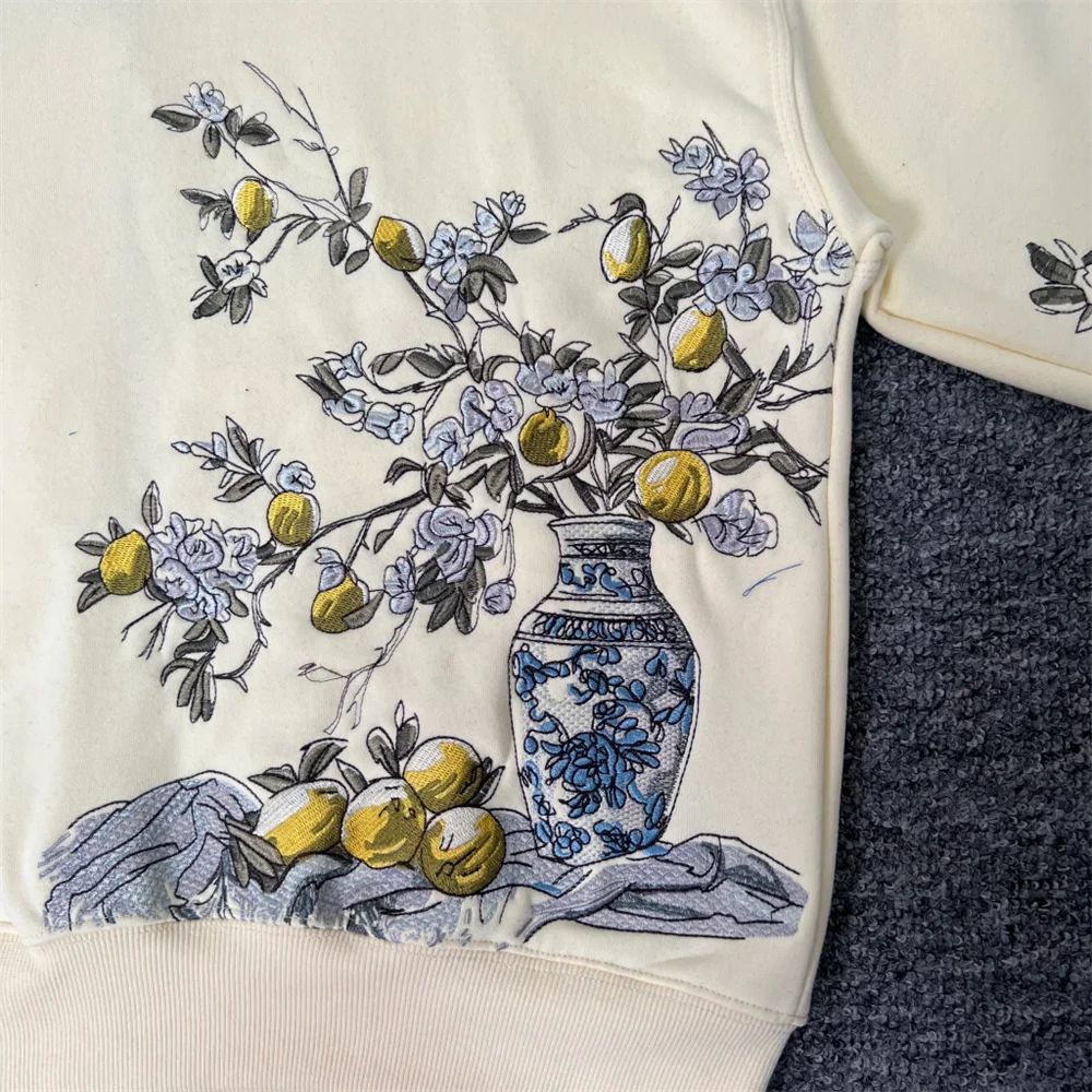 Derschutze Eden التطريز الصوف حديقة عدن زمم سترة البلوز الرجال النساء أفضل نوعية النسيج الثقيل هوديي #5