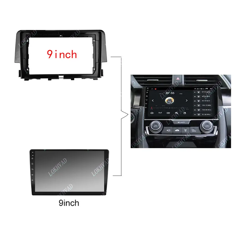 9 Inch Car Fascia Frame Adapter Canbus Box Decoder For Honda Civic 10 2015 - 2020 Android Radio Dash Fitting Panel Kit