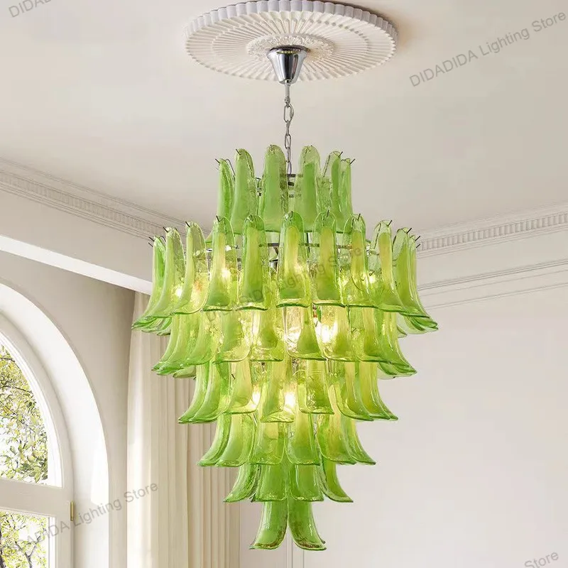 

2025 NEW Murano Horseshoe Glass Pendant Lamp with Petal Design Customizable Multicolor Electroplated for Ceilings