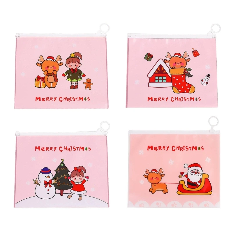 

10Pieces Christmas File Bags PVC File Wallet Waterproof File Folder Zipper Documents Storage Bag for Student Teacher