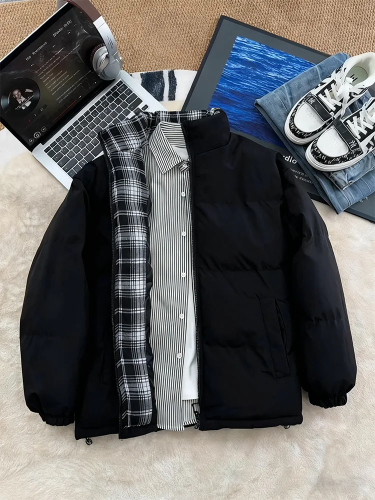 

Мужская зимняя куртка Bla Plaid с воротником-стойкой, утепленная, из хлопка, в американском ретро-стиле, с хлопковым наполнителем