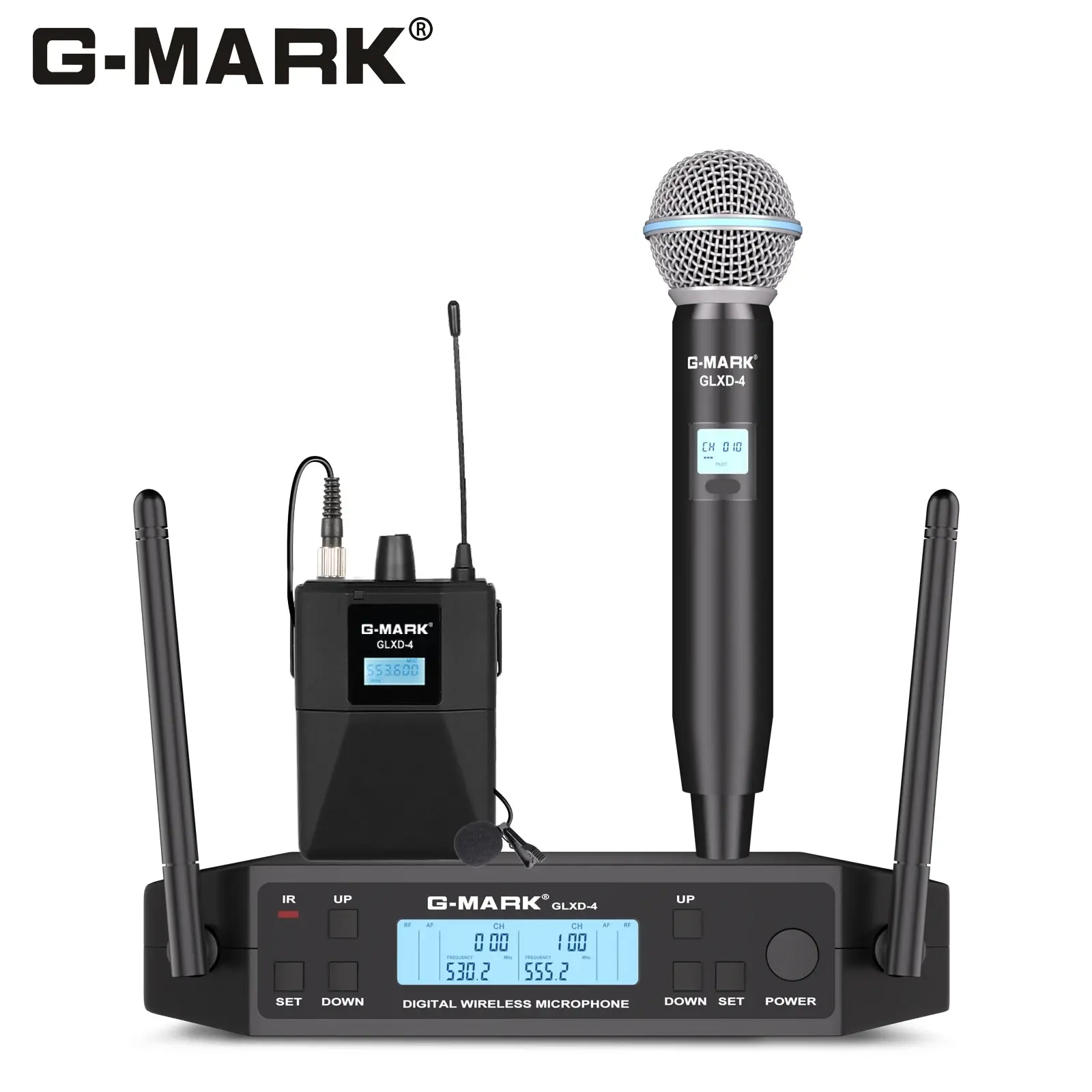 Wireless Lavalier Microphone G-MARK GLXD4 UHF Professional Headset Clip Mic Bodypack Frequency Adjustable 50M For Party Show St