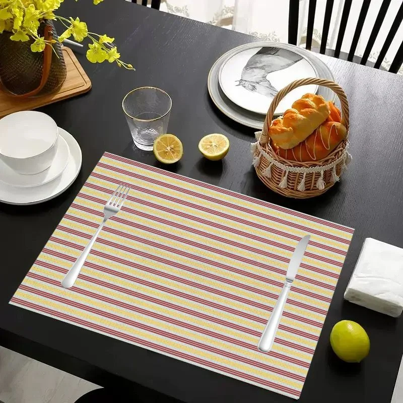 VIKAMA Christmas Placemat Blue Black Plaid Colorful Stars, Waterproof Oil-Proof Heat-Resistant Non-Slip Dining Mat