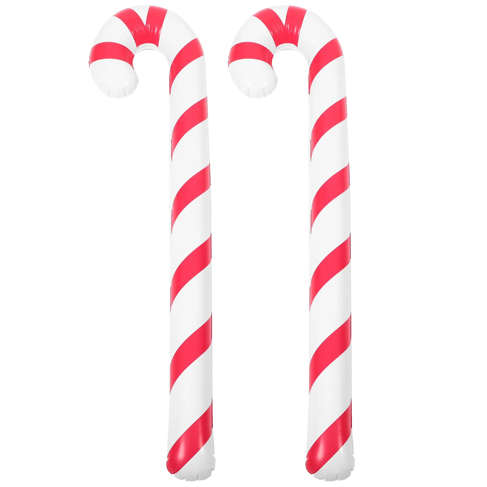 

2Pcs Christmas Crutch Inflatable Balloons Adorable Red White Candy Cane Design for Family Gathering Keepsake Photo Decoration