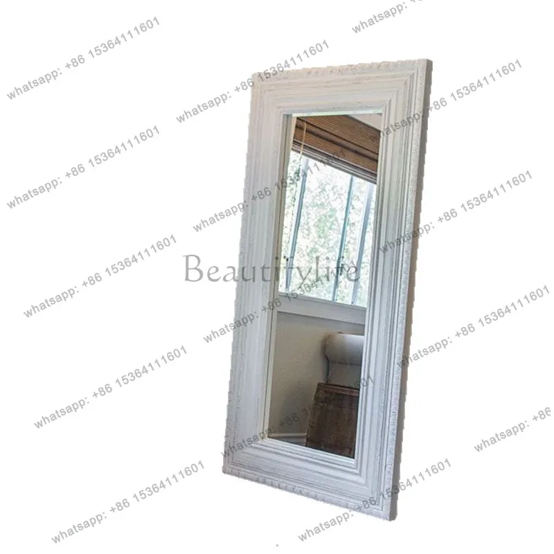 European  floor-to-ceiling household light luxury floor-to-ceiling mirror bedroom clothing store wall-mounted fitting mirror