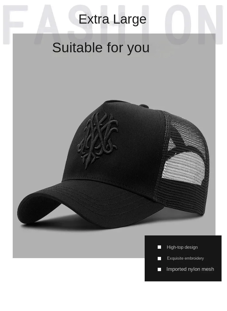 Oohmy-Baseballmützen für kleine und große Köpfe, Übergröße, für Herren und Damen, Netzstoff, Outdoor, Sportkappen, Papa, Übergröße, Trucker-Kappe, 56–60 cm, 60–65 cm – Detail 1