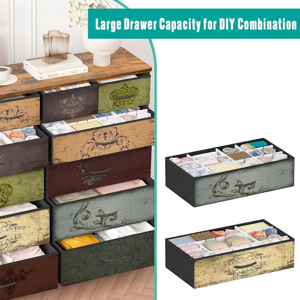 خزانة ملابس لغرفة النوم مع 12 درجًا، خزانة ذات أدراج قماشية طويلة، خزانة ذات أدراج للخزانة، الحضانة، السرير، غرفة المعيشة، Ent