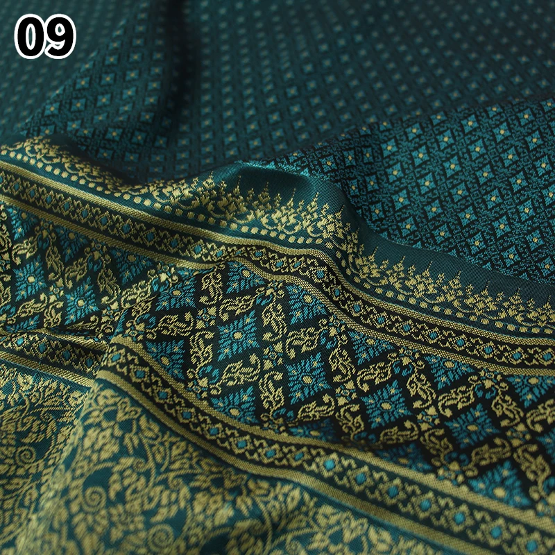 

100*100cm Ethnic Style Brocade Jacquard Fabric Southeast Asia Dai Thai Skirt Fabric For Diy Tube Dress Saree Folk Dance Costume