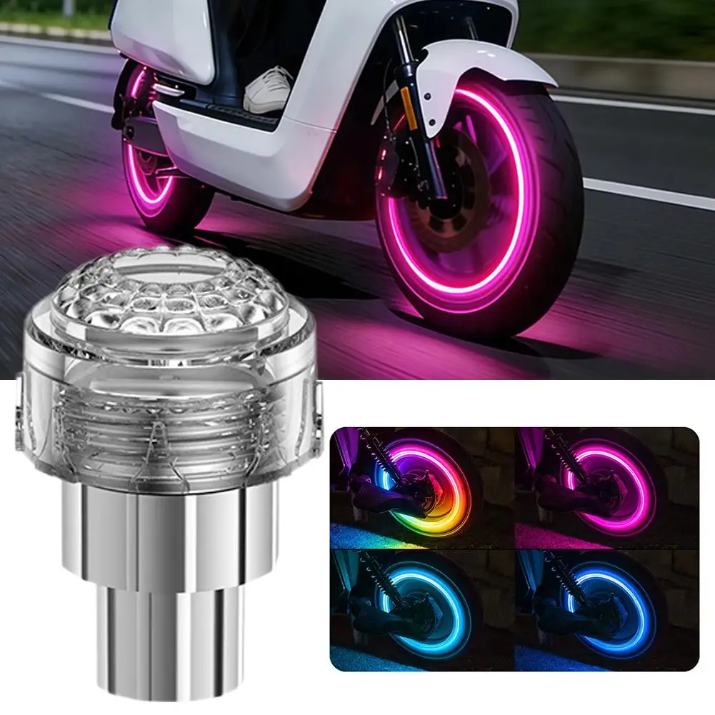 Motorcycle rim light, seven-color flashing decorative light for electric bike tire valve, car valve light, wheel light