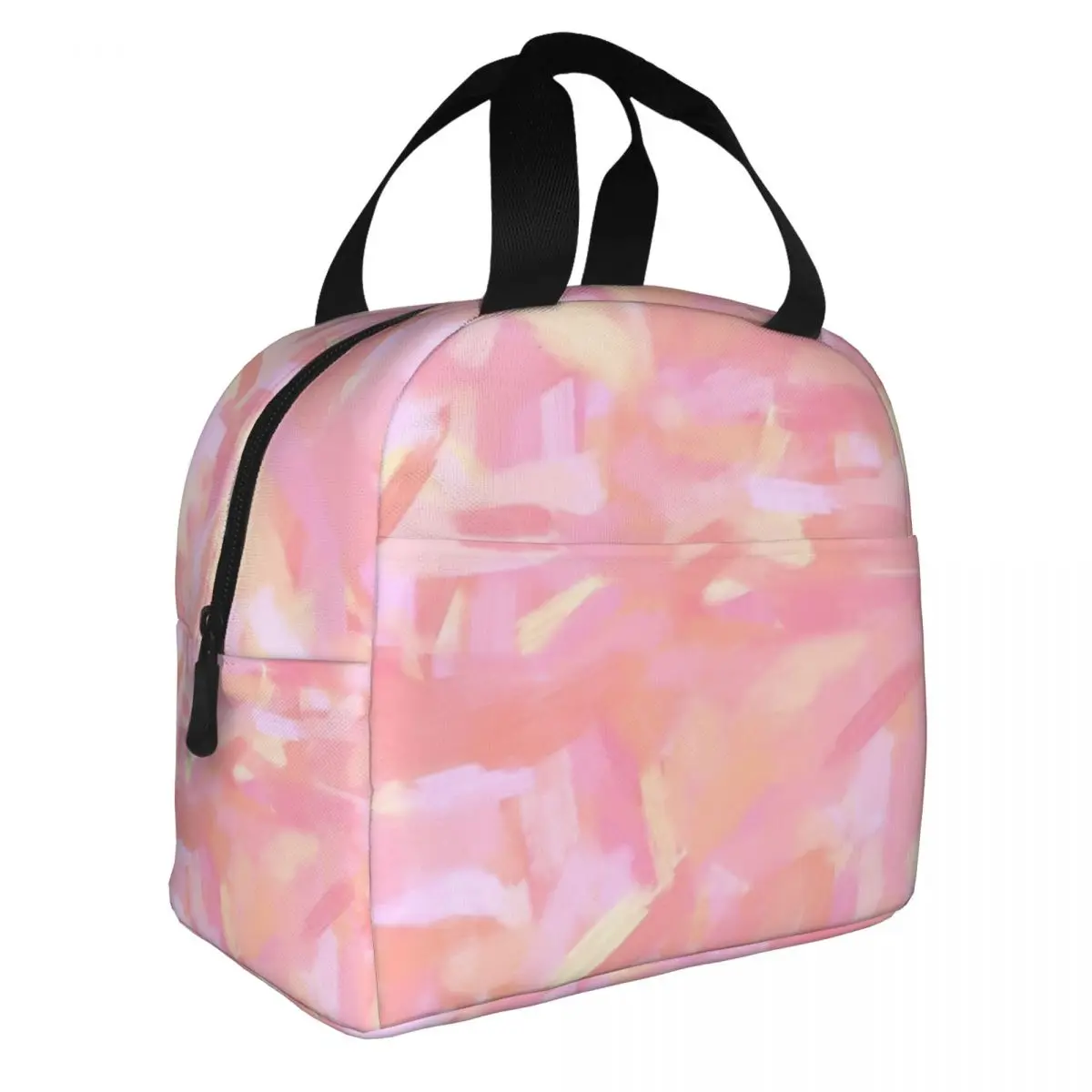 Pink Paint Brush Effect Insulated Lunch Bags Thermal Bag Reusable Leakproof Tote Lunch Box Food Storage Bags Office Picnic