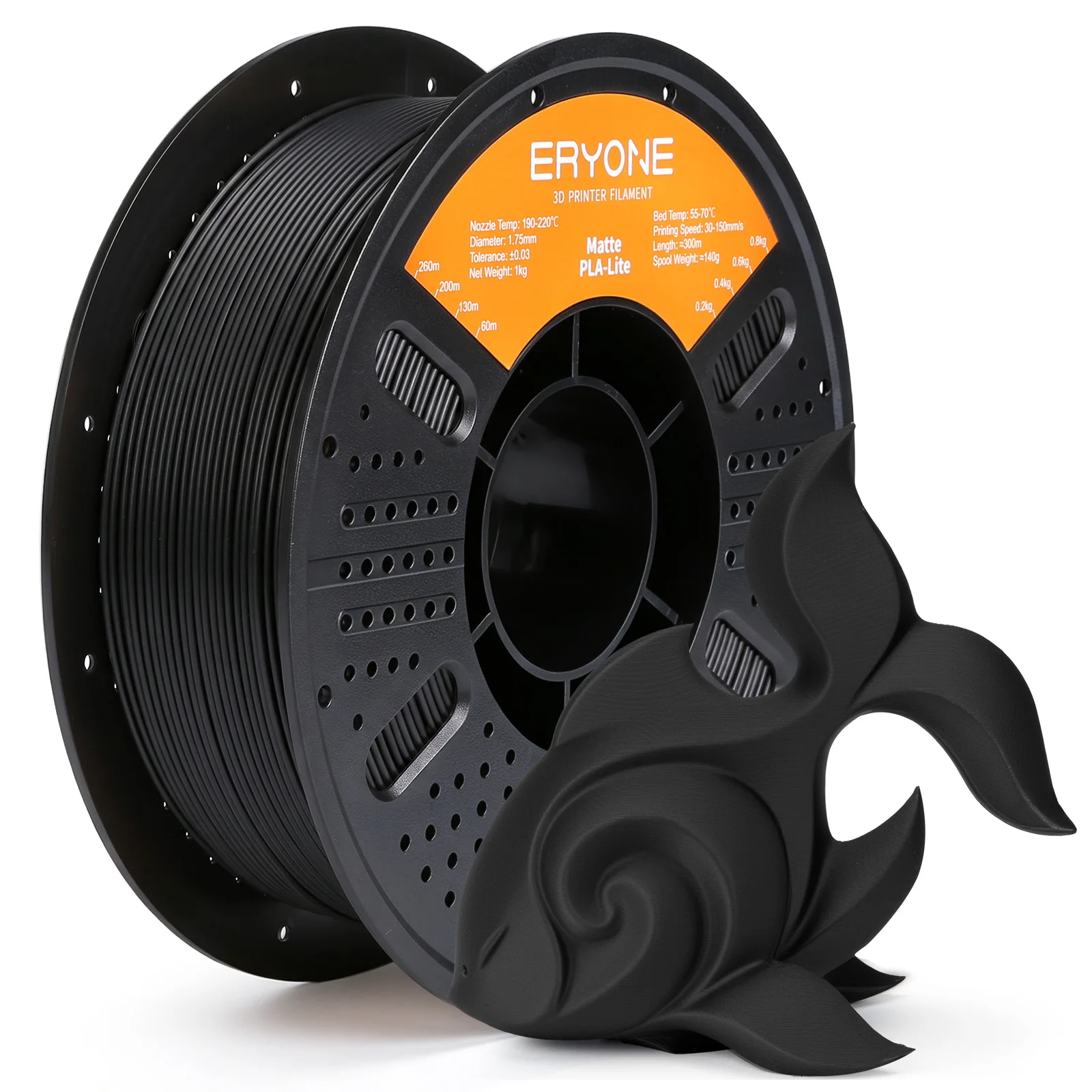 ERYONE 1KG PLA-Lite Mattes Filament 1,75mm, Leichtgewichtiges 3D-Drucker-Filament, Glatter Matter Finish Ohne Schichtlinien, 1kg Spule