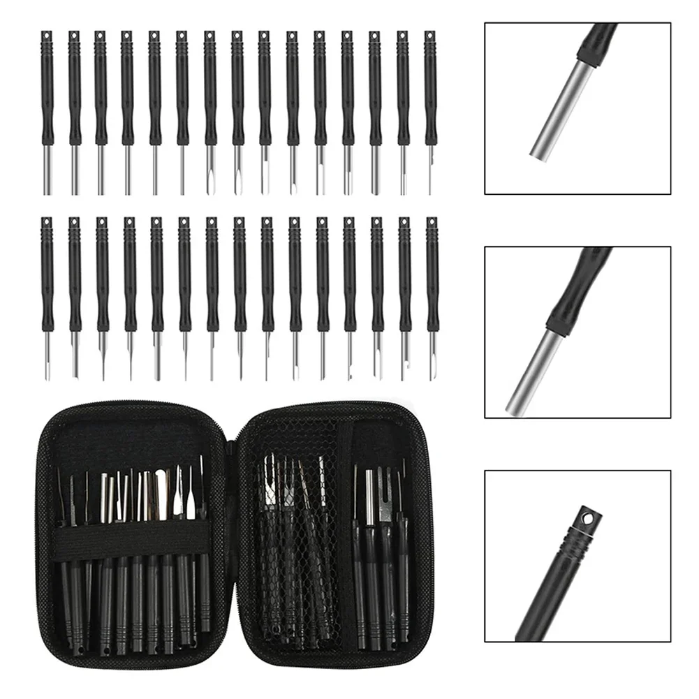 30PS Car Terminal Removal Tools Kit Keys For Repair Automotive Plugs Extraction Electrical Wiring Crimp Connector Pin Pullers