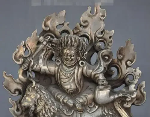 tibet tibetan buddhism silver Mahakala buddha god Tantra ride sheep beast statue