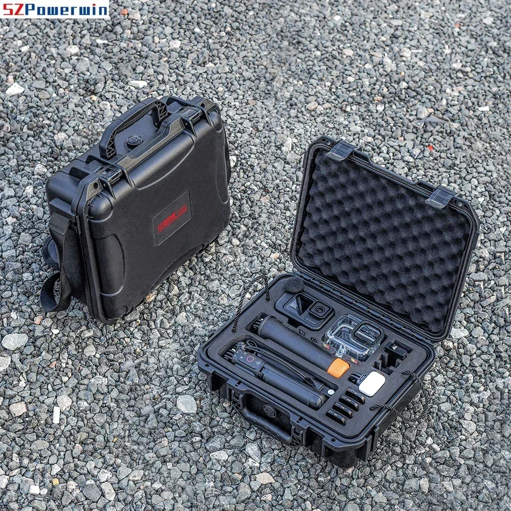 SZPowerwin Double Waterproof Case For Gopro Hero13/12/11/10/9 Carrying Case Large Capacity Organiser Sports Camera Accessories