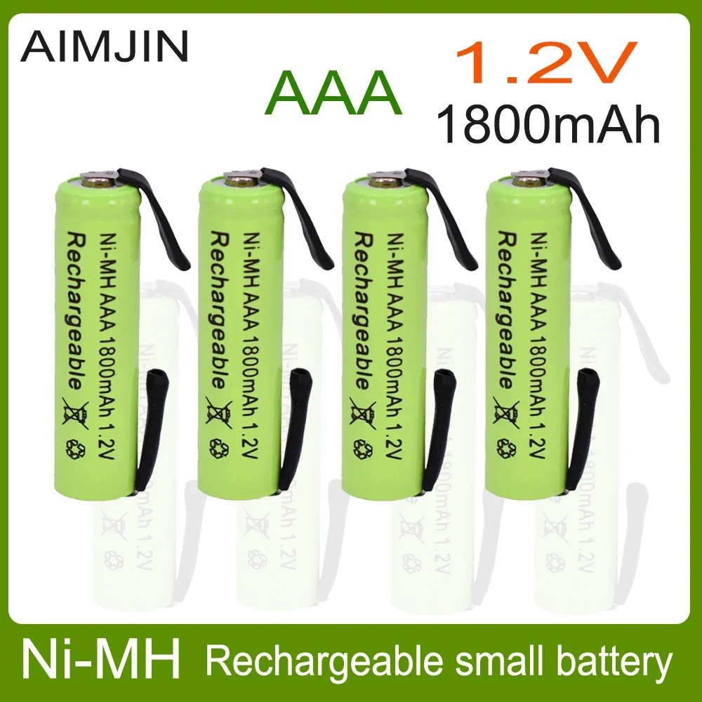 

AAA 1800mAh 1.2V Ni-MH with Solder Tabs rechargeable battery cell, for Electric Shaver, Razor, Toothbrush