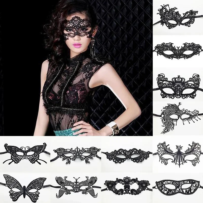 Sexy Lace Eye Mask for Women Hollow Lace Masquerade Face Mask Party Cosplay Prom Props Halloween Nightclub Fancy Black Eye Masks