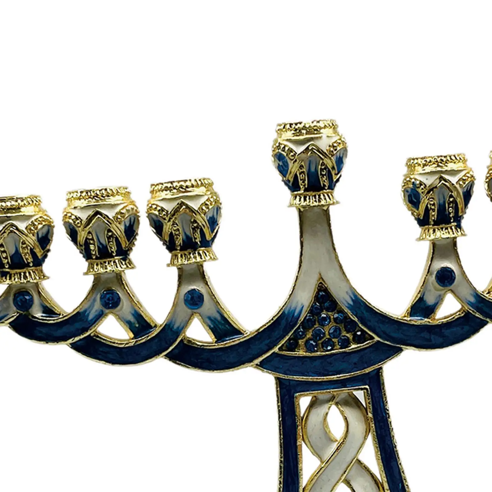 Enameled Menorah Candle Holder Antique 9 Branch Alloy Candlestick for Hanukkah Party Table Centerpiece Enameled Menorah Candle Holder Antique 9 Branch Alloy Candlestick for Hanukkah Party Table Centerpiece