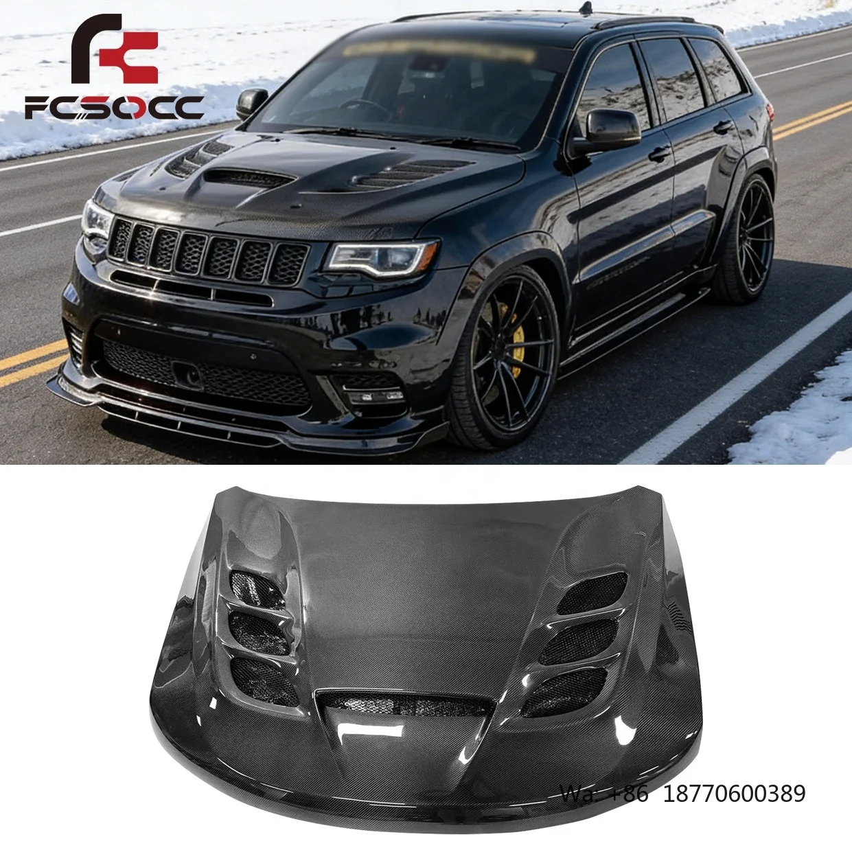 

Carbon Fiber Hood for Jeep Grand Cherokee 2013-2023 Engine Cover Bonnet Body Kit Car Auto Parts Accessories