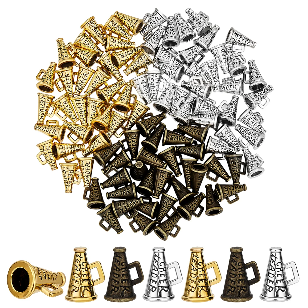 90PCS Megaphone Cheer Charms 3Styles Loudspeaker Dangle Pendants Mini Cheerleading Trumpet Charms Horn Pendants for DIY Crafts