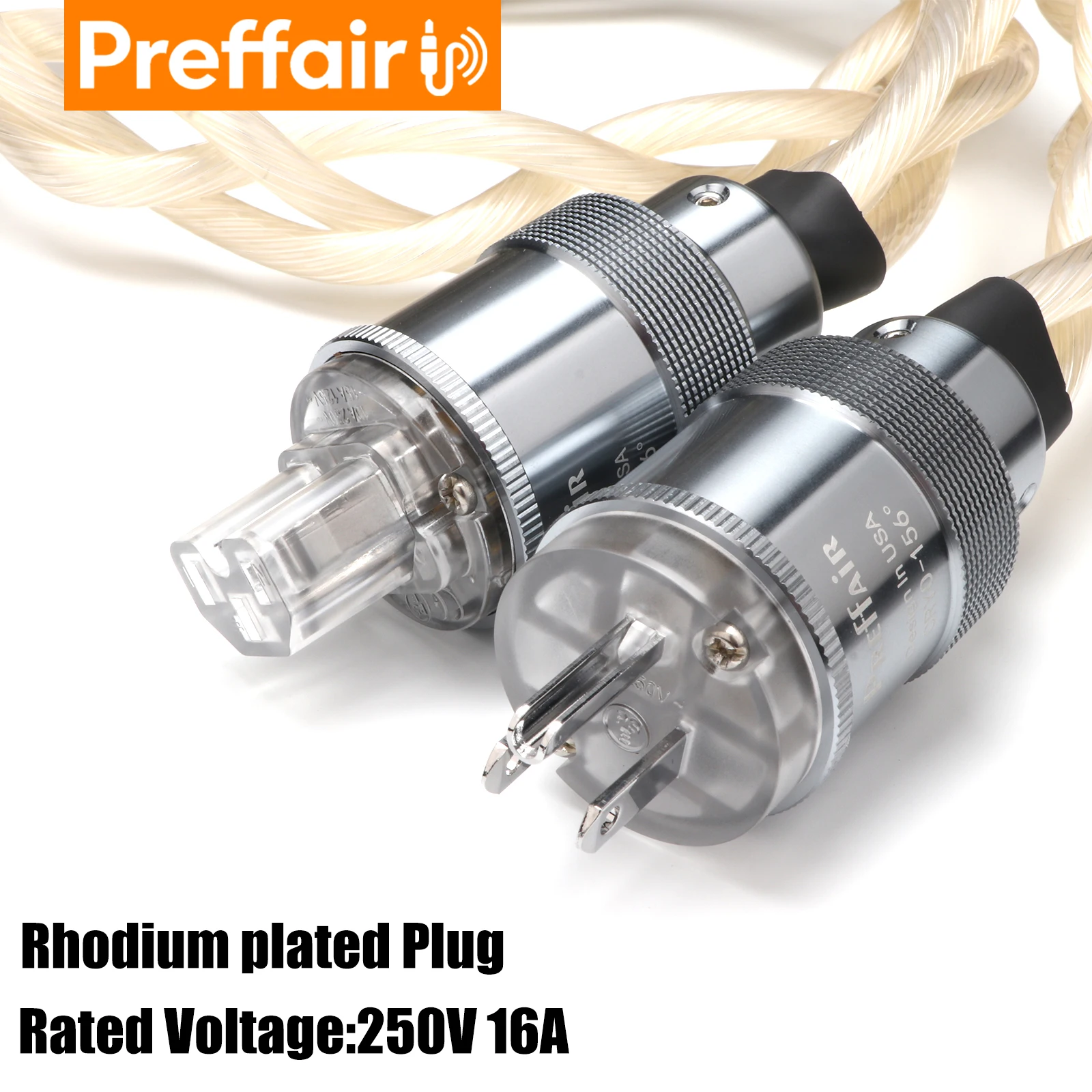 Preffair New 6N OCC single crystal US & EU AC Audiophile audio amplifier DAC filter HIFI silver Power cable rhodium plating plug